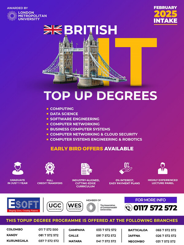 British IT Top-Up Degrees | Esoft Sri Lanka | February 2025 Intake